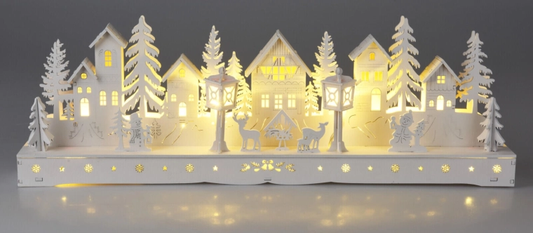 Décoration LED en bois maisons 45 cm
