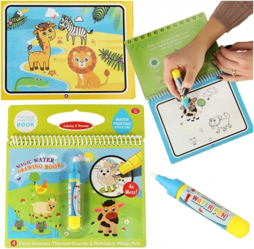 Wasser-Malbuch mit Tieren und magischem Wasserstift