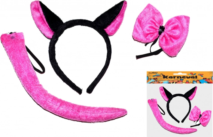Carnavalsset kat – oren, strikje en staart