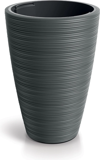 Vena Round Planter 39 cm – dark gray plastic cover with insert