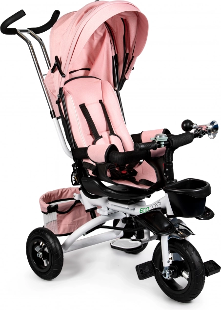 Ecotoys deluxe children's tricycle with 360° rotating seat and canopy - pink