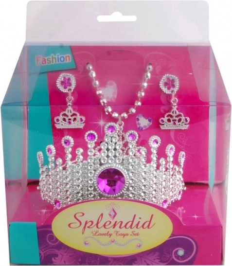 Set voor kleine prinsesjes – roze kroon, ketting en oorbellen