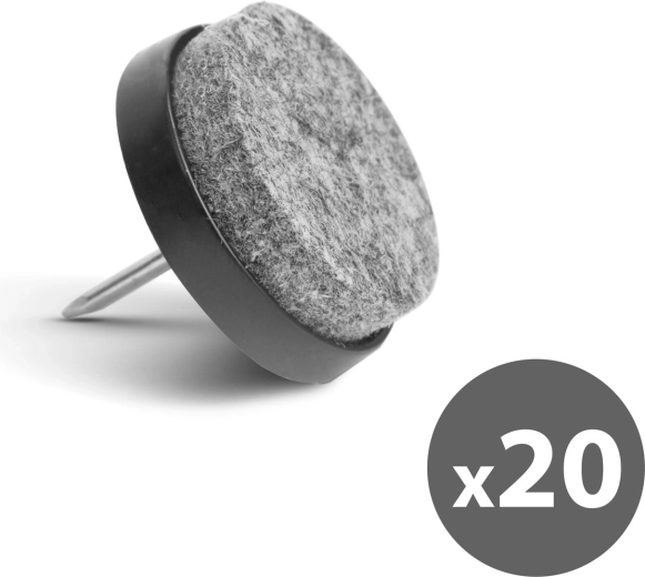 Set Möbelgleiter mit Nagel, 20 Stück, grau