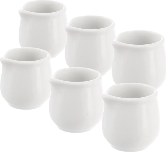 Porcelain mini milk pitchers MONA, white, 20 ml, set of 6