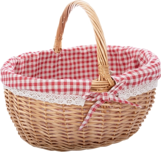 Picknickmand van wilgentenen met ruitvoering