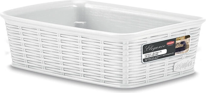 Panier Elegance 20 × 14 × 6 cm plastique blanc