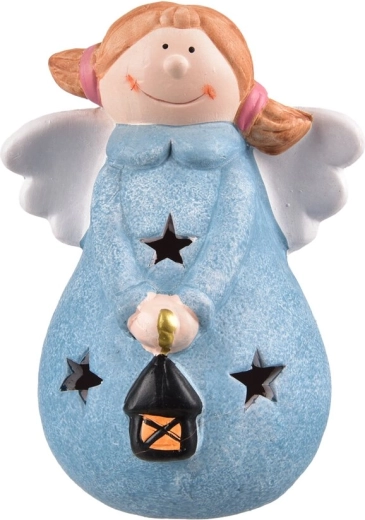 Lanterne LED en céramique Ange bleue