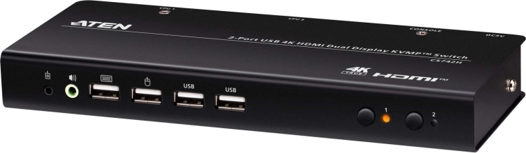 2-port USB 4K HDMI KVMP switch for two monitors