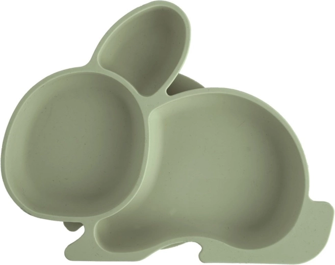 Siliconen kinderbord met vakjes en konijntje, groen 23 × 18,5 × 3,5 cm