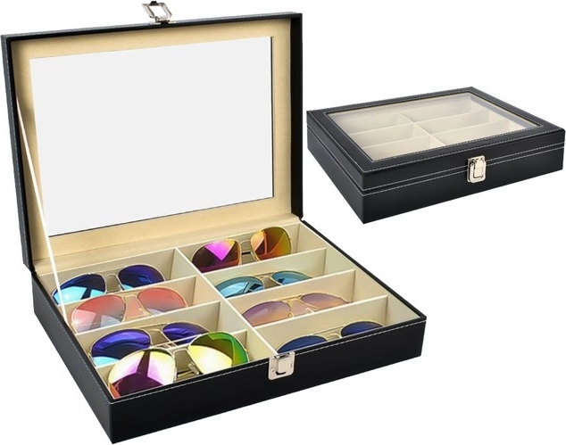 Eyeglasses Organizer with Glass Lid, 8 Compartments SOULIMA