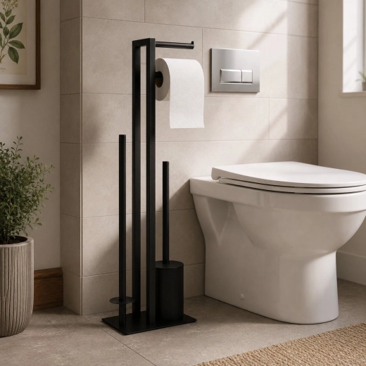Alles Wichtige an der Toilette an einem Ort