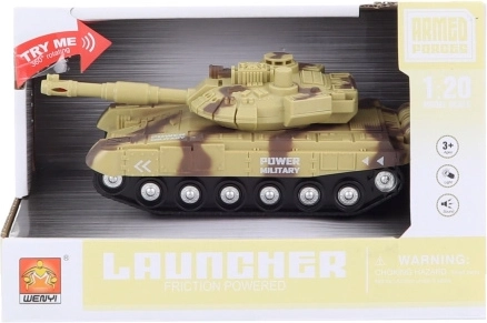 Beige battery-powered tank with lights and sounds