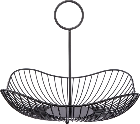 Metalen fruitmand met handvat, zwart