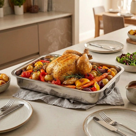 Durable stainless steel and even roasting