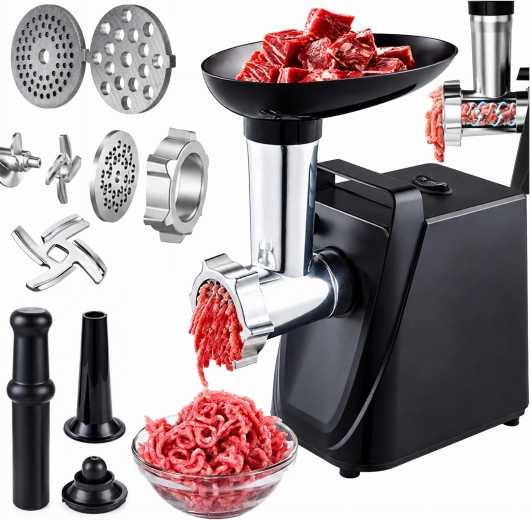 Electric meat grinder 700 W with reverse function, 2 grinding plates and tray, 1 l - 1 piece