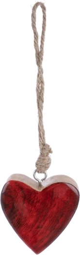 Hanging wooden mango heart – red