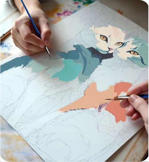 Cat motif full of color and joy