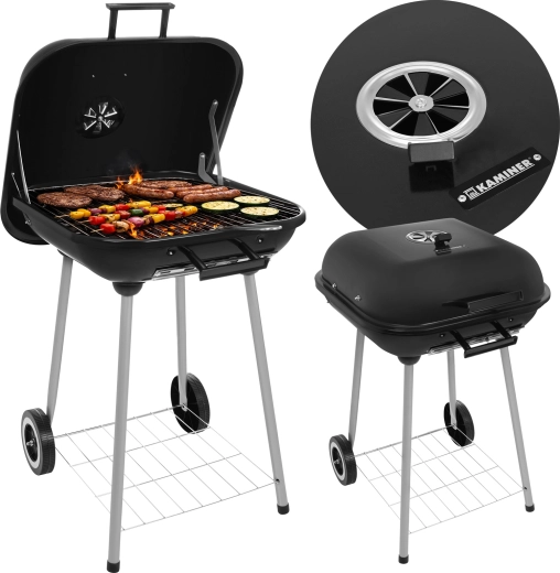 Garten-Holzkohlegrill mit Deckel Kaminer 77 × 53 × 46 cm