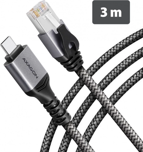 AXAGON USB-C gigabit ethernetadapter met geïntegreerde CAT6 RJ-45-kabel van 3 m