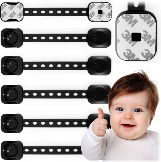 Verrous de sécurité pour enfants RICOKIDS pour armoires, 6 pcs, noir