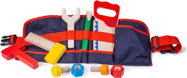 Bigjigs Toys houten gereedschap op kinderwerkriem