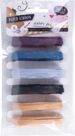 Papier-Geschenkband 5 m – Farbmix (Set mit 6 Stück)