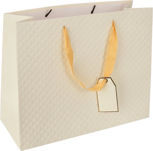 Cadeaupapieren tas quilt beige 31 × 12 × 26 cm
