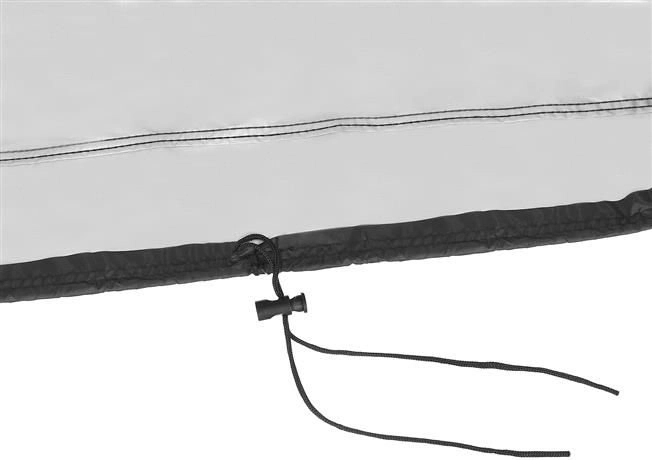 Drawstring against wind + storage pouch