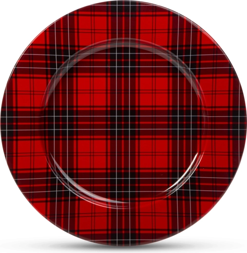 Christmas metal tray with checkered pattern, 33 cm