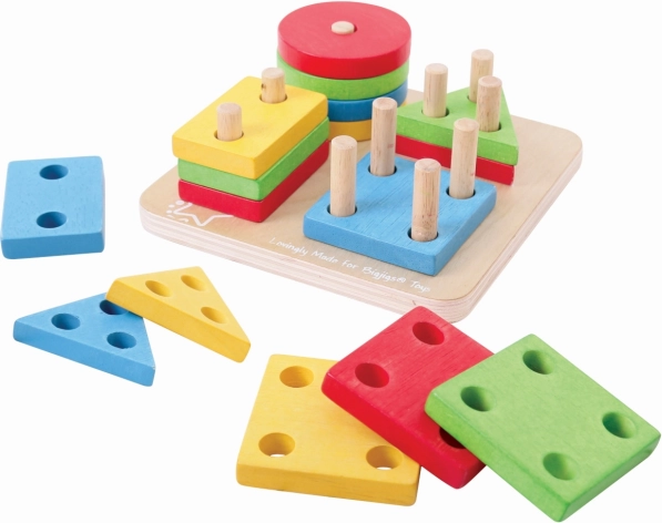 Bigjigs Baby Wooden Shape Sorter & Peg Stacking Set