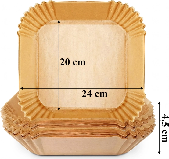 Papier-Einlagen für Heißluftfritteuse (Air Fryer) 20 × 20 cm, 100 Stk.