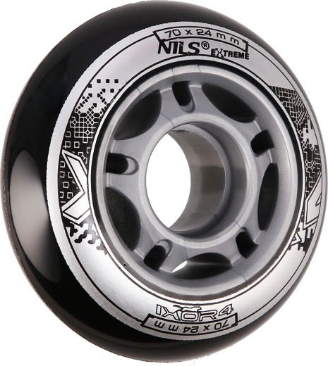 NILS Extreme PU-Rollen 70 × 24, schwarz (Set 4 Stk.)