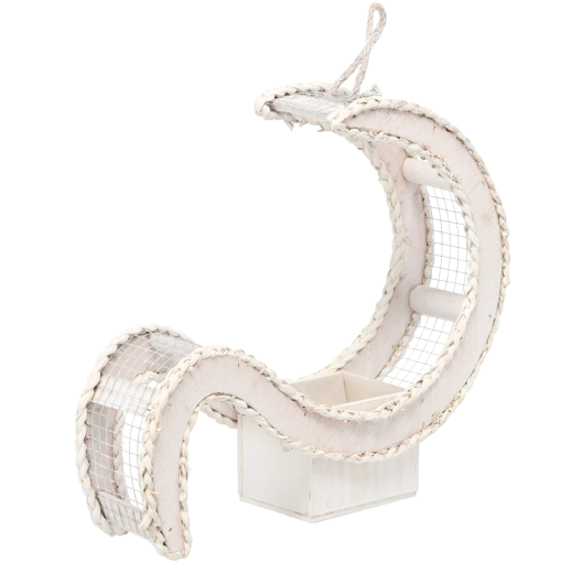 Cache-pot en bois blanc en forme de lettre S 52 × 14 × 45 cm