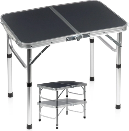 Klappbarer Campingtisch Vilde 2-in-1 mit verstellbarer Höhe 60 × 40 cm, Graphit