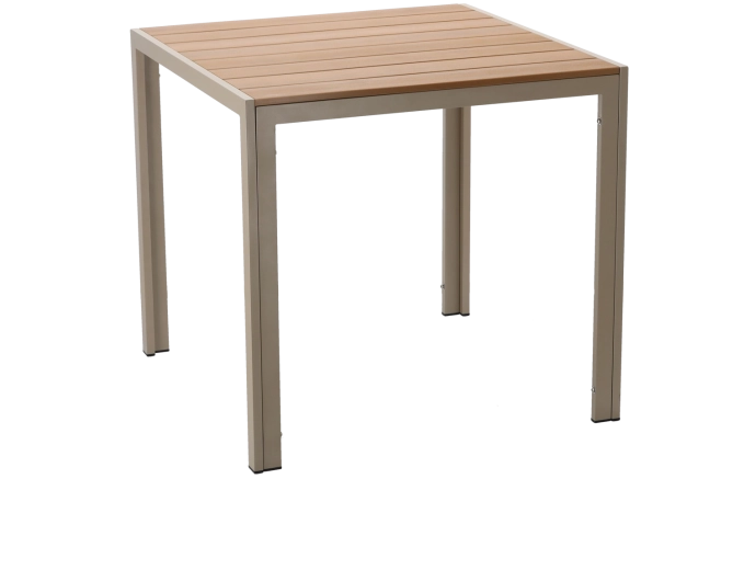 Slatted tabletop with a wood-look finish