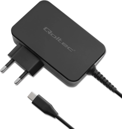 Qoltec GaN Power Pro USB‑C Ladegerät 90 W Schwarz