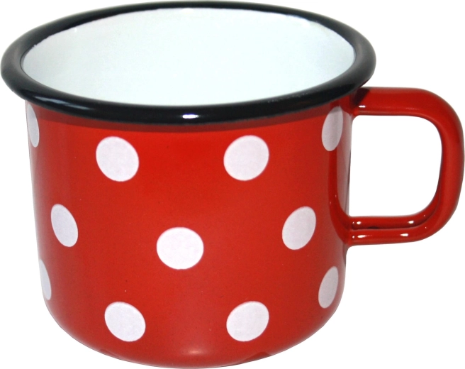 Enamel mug with polka dots 0.25 l, red