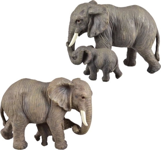Elefanten-Deko aus Polyresin – Mutter & Sohn, Grau, 28 cm