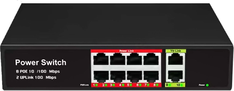 8 PoE-poorten voor voeding via Ethernet