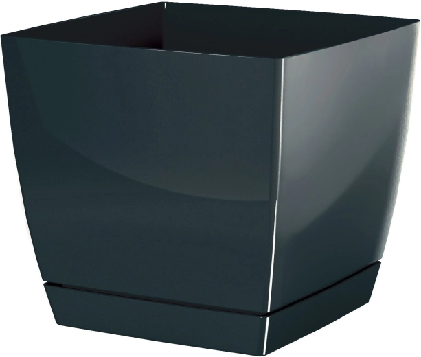 Bloempot Coubi Square met schotel 10 cm grafiet