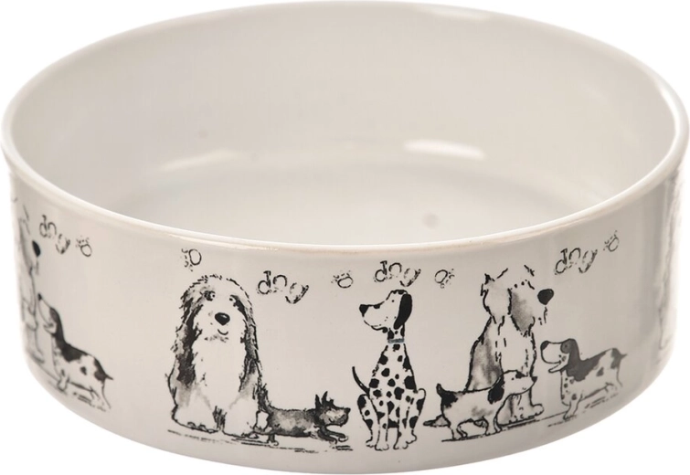 White ceramic dog bowl 15 × 15 cm