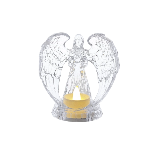 LED Angel Candle, Transparent, 10.7 × 11.1 cm