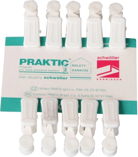 Curtain hooks for U-track, white, 10 pcs