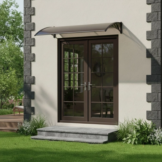 Elegante bescherming van de entree tegen regen en zon