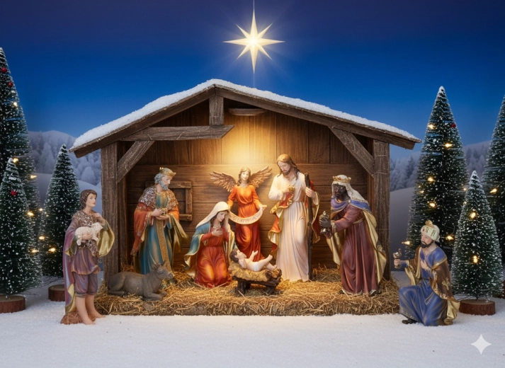 Weihnachtskrippe – Set mit 11 Polyresin-Figuren bis 46 cm
