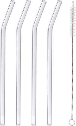 Glastrinkhalme mit Bürste 20 cm, Set mit 5 Stück