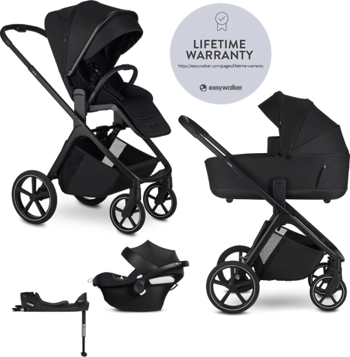 Easywalker Kombikinderwagen Zoey pure black mit Babyschale CBX by CYBEX Aton B2 i-Size und Basis