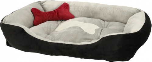 Hundebett für Hunde und Katzen, weiches rechteckiges Sofa 60 × 45 cm, schwarz‑grau