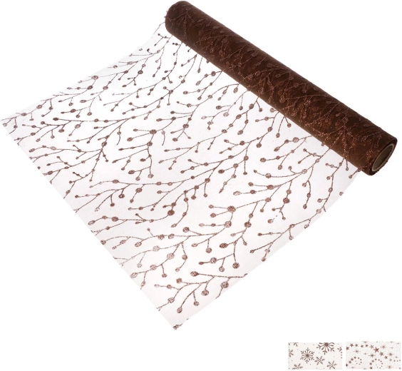 Kerst tafelloper van polyamide 500 × 30 cm bruin (mix)