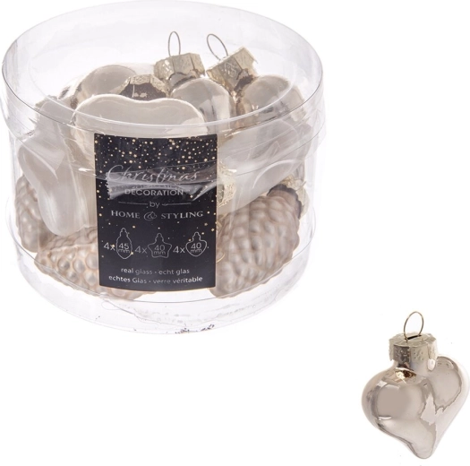 Ensemble de boules de Noël en verre dorées 4 cm, 12 pièces